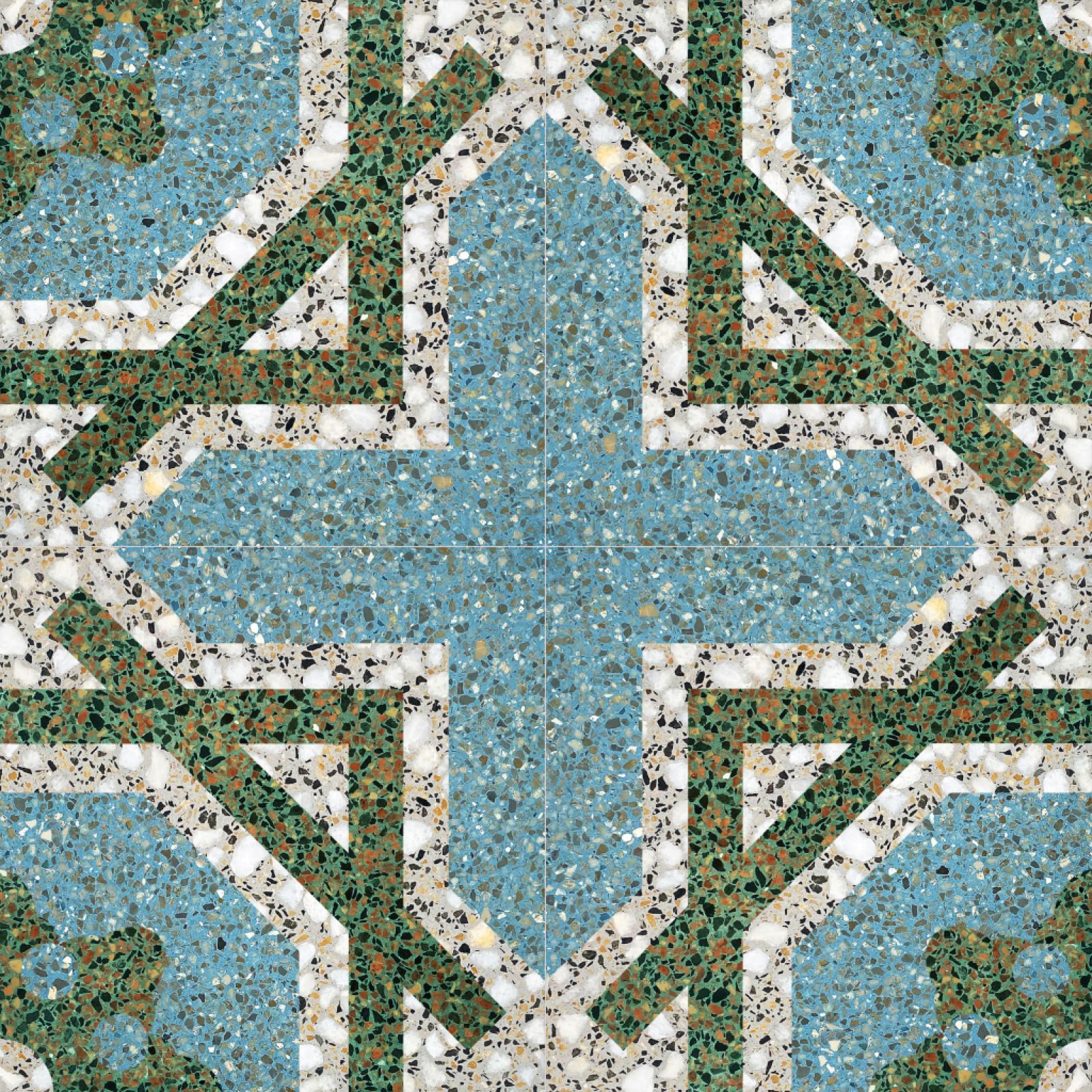 Elegáns és időtálló belsőt tervez? Az IAMART N20139T terrazzo burkolat csiszolt felülete és egyedi textúrája luxus hangulatot teremt bármely helyiségben.